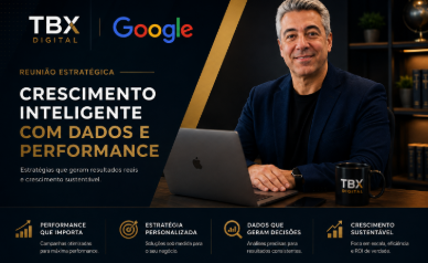 Thiago Bernardo, advogado e fundador da TBX Digital, em reunião estratégica sobre Google Ads